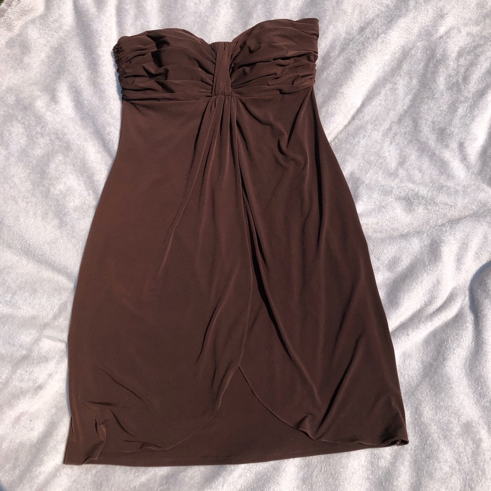Brown strapless dress
